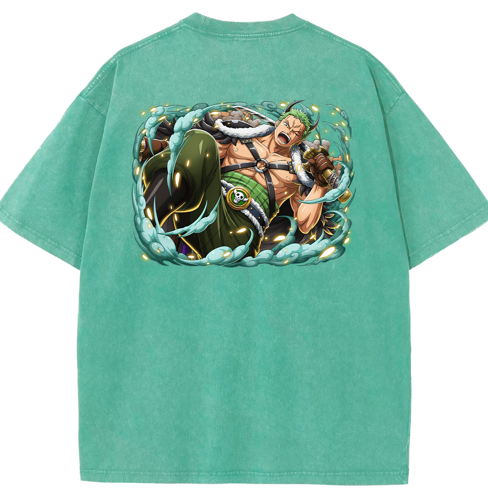 ワンピース ロロノア・ゾロ ONE PIECE Roronoa Zoro 綿100% ヴィンテージ風 半袖Tシャツ（背面プリント）